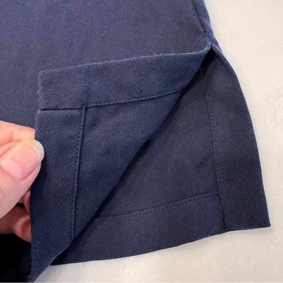 Ralph Lauren Women’s Button Up SILK Shirt Navy Blue Roll Tab Sleeves Sz 4P - Picture 6 of 9